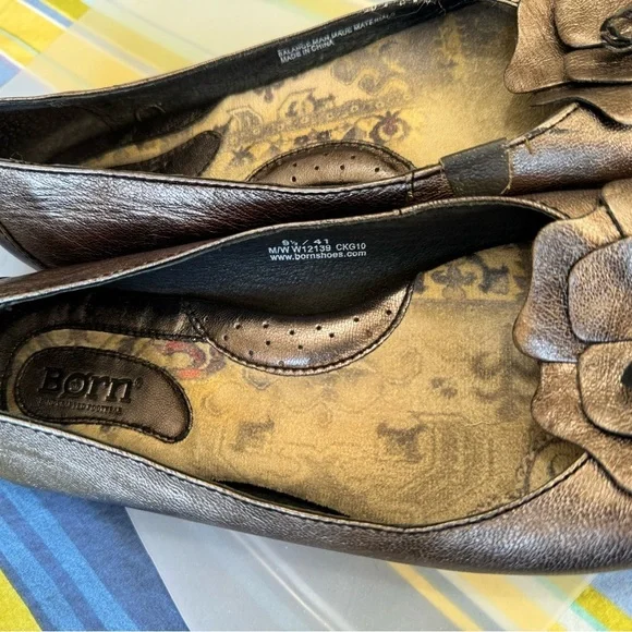 Born Metallic Brown Floral Flats - Picture 7 of 10